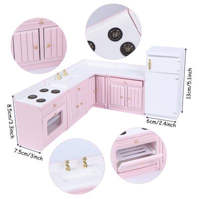 Dollhouse Kitchen Furniture Set 1:12 Wooden Kitchen Cabinets