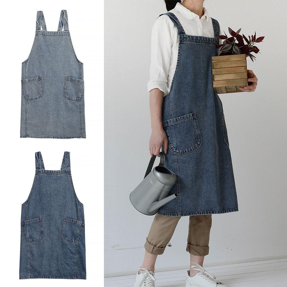 Canvas Gardening Baking Apron Antifouling Kitchen Aprons Japanese Denim Apron  Chef and Servers