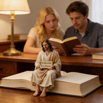 Uniek Harsmateriaal Jezus Harsbeeldje Zittende Houding Ik Ben Altijd Bij Jou Teken Jezus Christus Beeld Bureau Metgezel Huisdecoratie