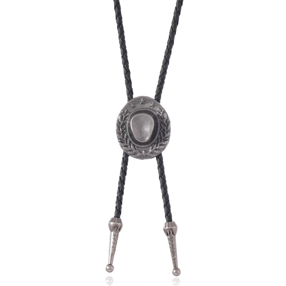 Boho American Bolo Necklace PU Woven Minimalist Choker Punk Turquoises Beaded Necklace Men