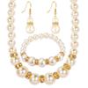 ABS Pearl Jewelry Set: Necklace, Earrings, and Bracelet 3-Piece Collection