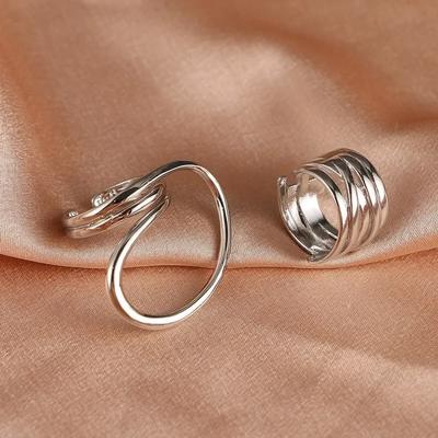 Farbe Einzigartige Linien Massives Ring Set Damen Große Ringe Finger Schmuck Vintage Verzerrter Geometrischer Ring Für Geburtstagsgeschenk