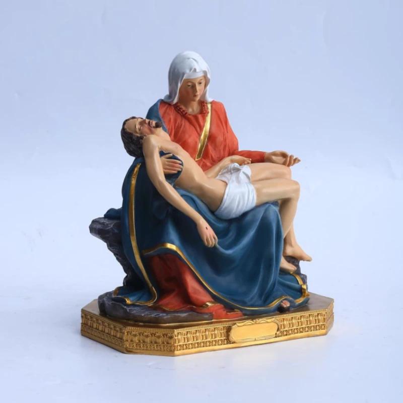 1Pc 8"  Mother Madonna with Jesus Christ After Crucifixion Resin Statue Figurines Ornament Church Gift Home Decoration