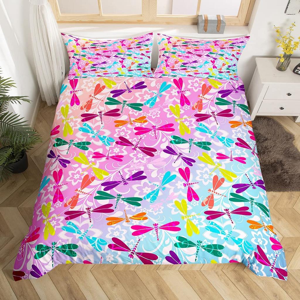 Comforter Dragonfly Flowers Bedding Set Rustic Aesthetic Animal Dragonflies Farmhouse Comforter Gifts For Women Girls