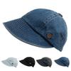 Pălărie de vară din denim cu bor larg pentru femei, vizieră cu bor lat, pălărie tip găleată de soare, pălării Panama de pescuit casual de exterior pentru femei, reglabile