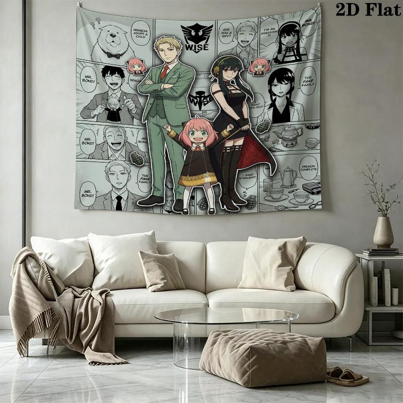 Spy Family Wall Tapestry Aesthetic Wall Hanging Printed Fabric Blanket Decorative Tapestries For Bedroom Living Room Home Decor