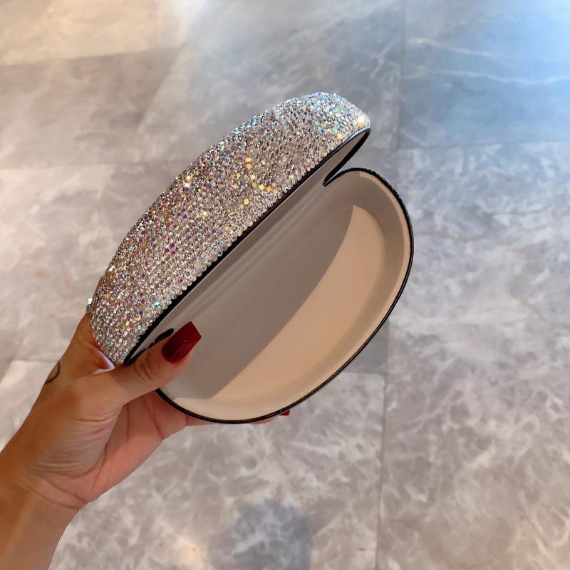 High-Value Rhinestone Half-Round Glasses Case for Sunglasses and Myopia Glasses