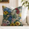 Rose and peony Cushion Cover Summer Linen Pillow Case Organic Fabric Cushion Cover DoubleSided Print Sofa Home Decor