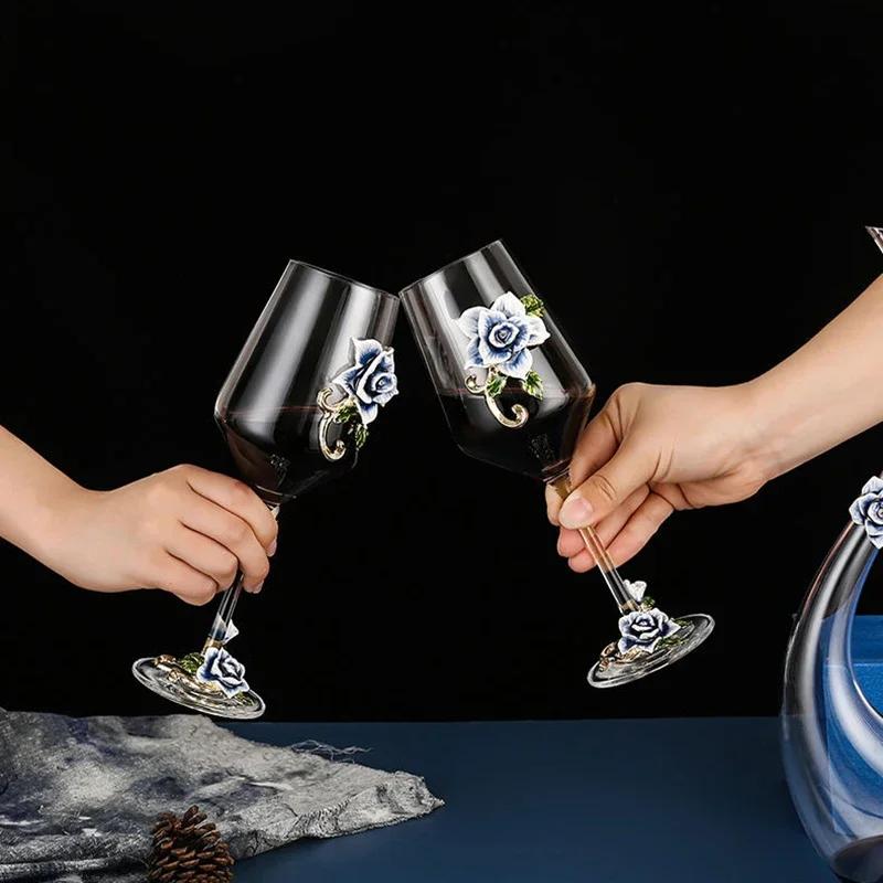Creative Enamel Wine Glass Cup Mug Glasses for Champagne Flutes Original Cocktail Glasses Luxury Glass Cups Wineglass Spirit Set
