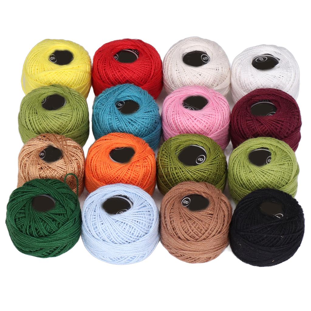 16Pcs Crochet Thread Sturdy Durable Rich Bright Color High Luster Wide Application Crochet Cotton