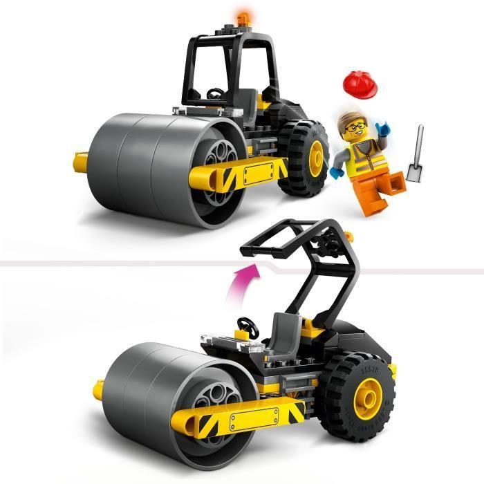 LEGO® 60401 City Le Rouleau Compresseur de Chantier, Maquette de Jouet de Camion avec Minifigurines d'Ouvrier