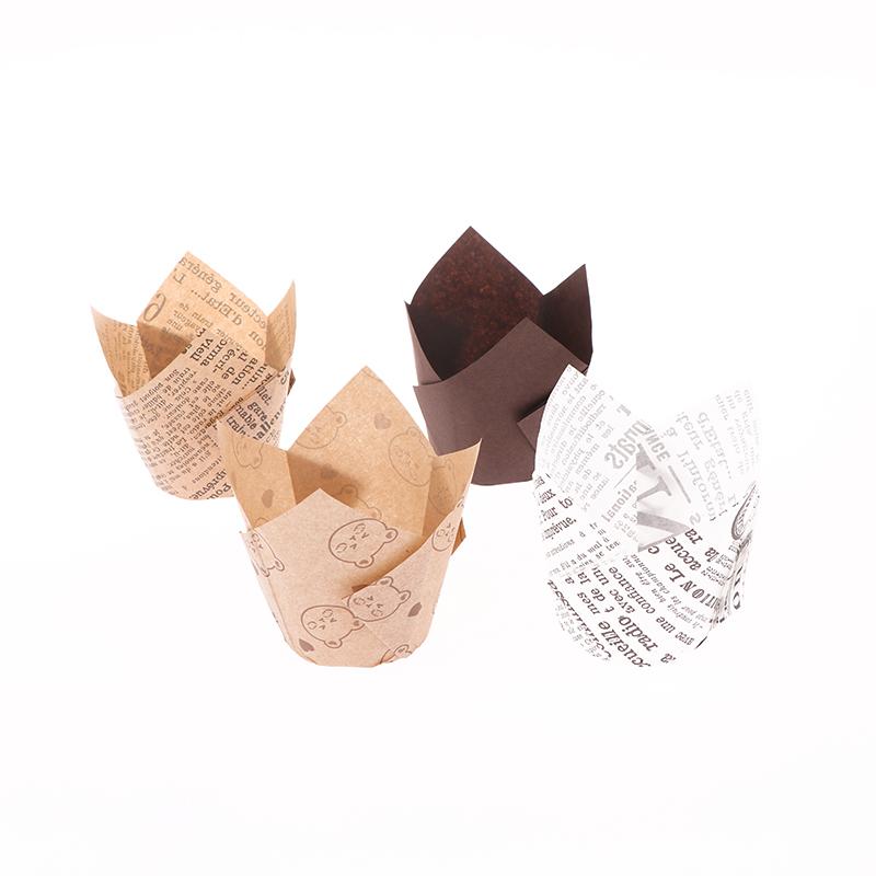 50 Pcs Newspaper Style Baking Cup Liner For Wedding Party Caissettes Tulip Muffin Cupcake Paper Cup Oilproof Cake Wrapper