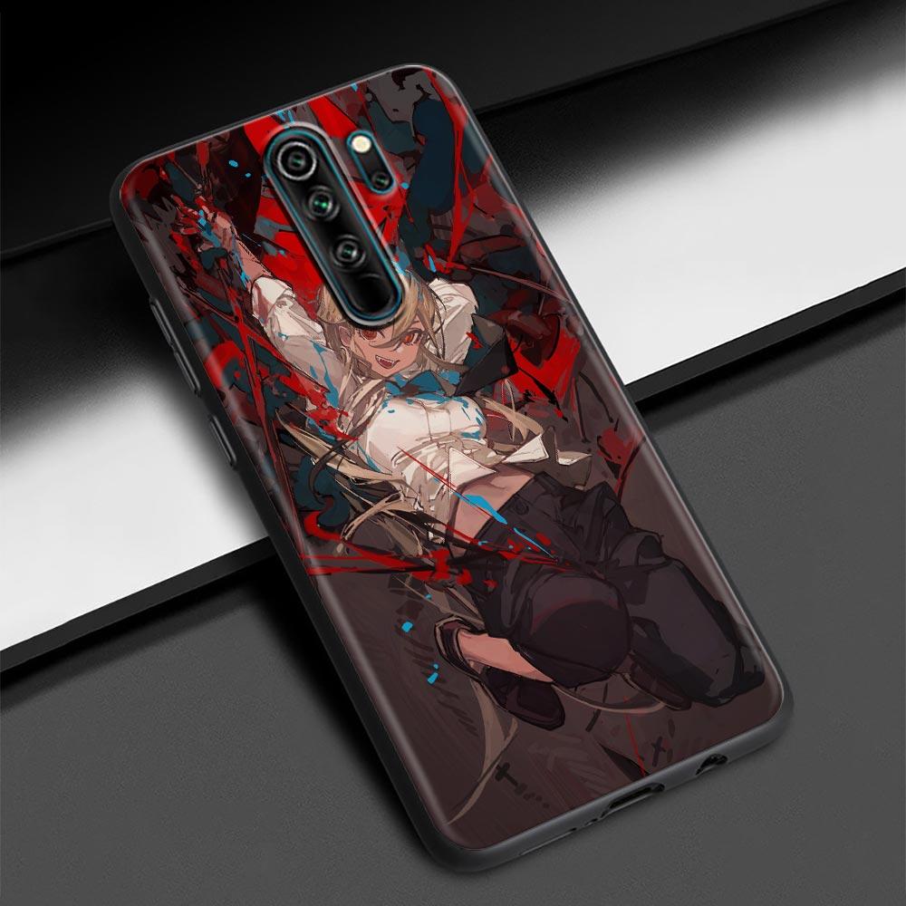ChainSaw Man Girl Anime Handy Shell für Redmi K40 K40S K50 6 6A 7 7A 8 8A 9 9A 9C 9T 10 10C Pro Plus Schwarz Soft Case Capa