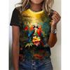 Summer New Women's 3D Digital Print T-shirt Loose Casual Round Neck Short-sleeved Creative Animal Print Top Y2K Streetwear