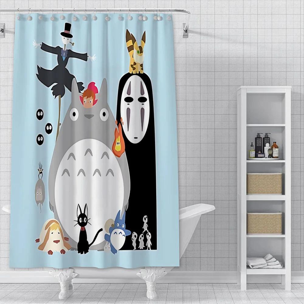 

Jdj32Cute T-Totoros Shower Curtain Waterproof Polyester Fabric Paint Colorful Bath Curtains Home Bathroom Decor Curtain With3M W60H190(CM)-1 Pcs