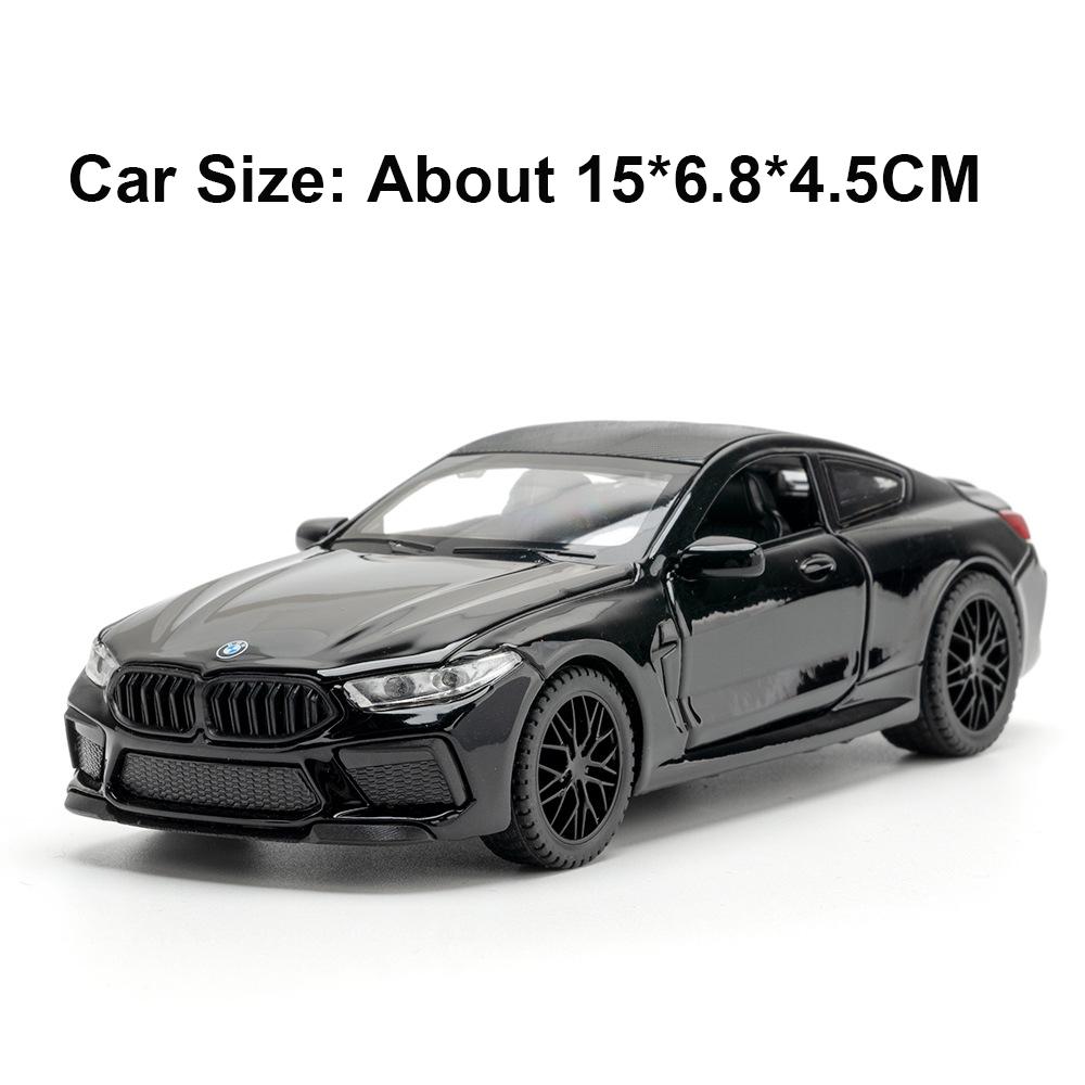 1:32 Scale X5 M8 Car Model Toy Doors Opened Rubber Tires Cars Pull Back Sound Light Miniature Models for Boys Hobby Collections