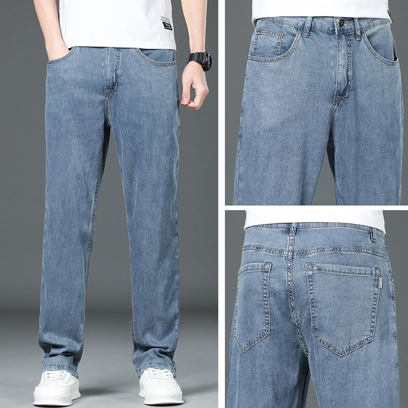 Tencel Denim Trousers For Men In Summer, Light And Loose, Straight, High-end, Soft, Trendy And Cool, Versatile Wide Legs
