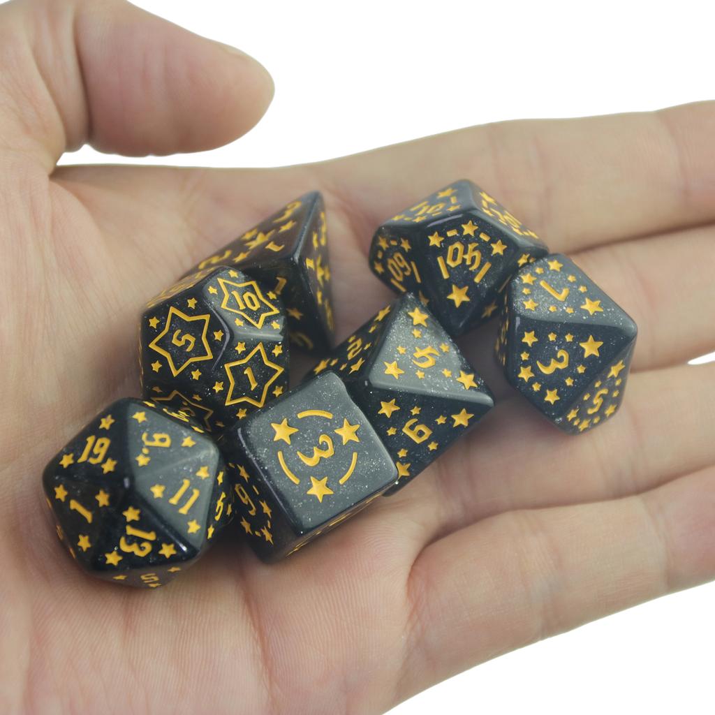7pcs DND Dice Set Polyhedral Dice D4-D20 with Star Pattern for Board Game DND RPG