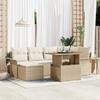 7-piece Beige Poly Rattan Garden Sofa Set 3358094