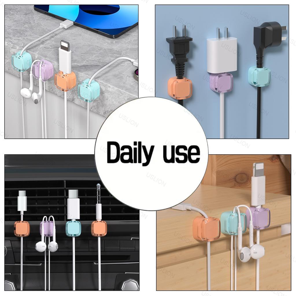 6pcs Magnetic Cable Management Clips Multi-Colored Plastic Cord Organizer Desk & Wall Mounted Hooks For Phone Data & Charger