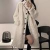 Lamb wool imitation fur jacket women's clothing long coat over the knee design imitation rabbit velvet thickened loose stand-up collar hair