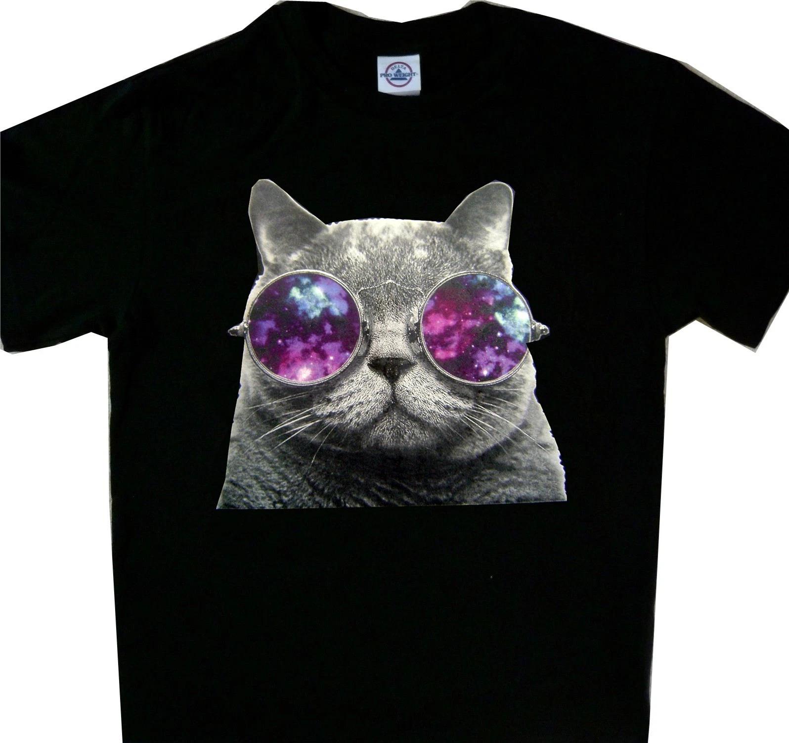 Cool Cat Galaxy Sunglasses Grumpy Cats Tee Black T-Shirt men s ts L
