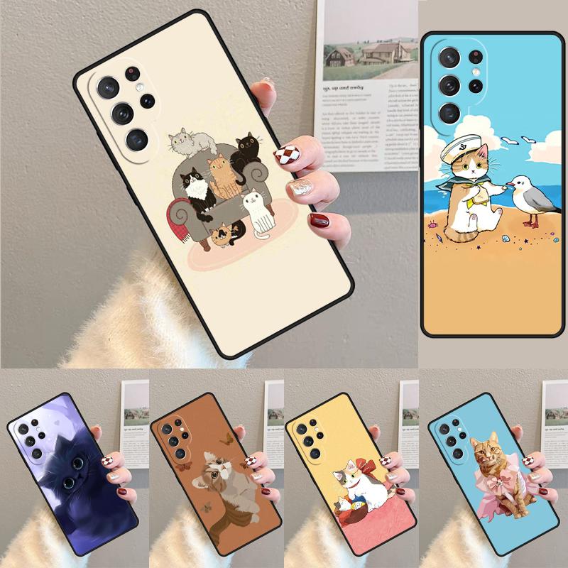 Cute Cat Phone Case for Samsung Galaxy note 10 pro S26 Ultra S23 S24 FE S25 S21 S22 PLUS shockproof Cove