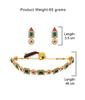 Green & Pink Stones Ethnic Collar Bone Necklace Earring & Ring Set For Women