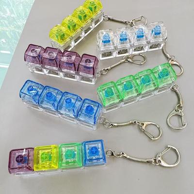 High-Transparency Button Decompression Toy Mechanical Keyboard 4-Key Luminous Decompression Keycap Keyboard Keychain Decompression Button