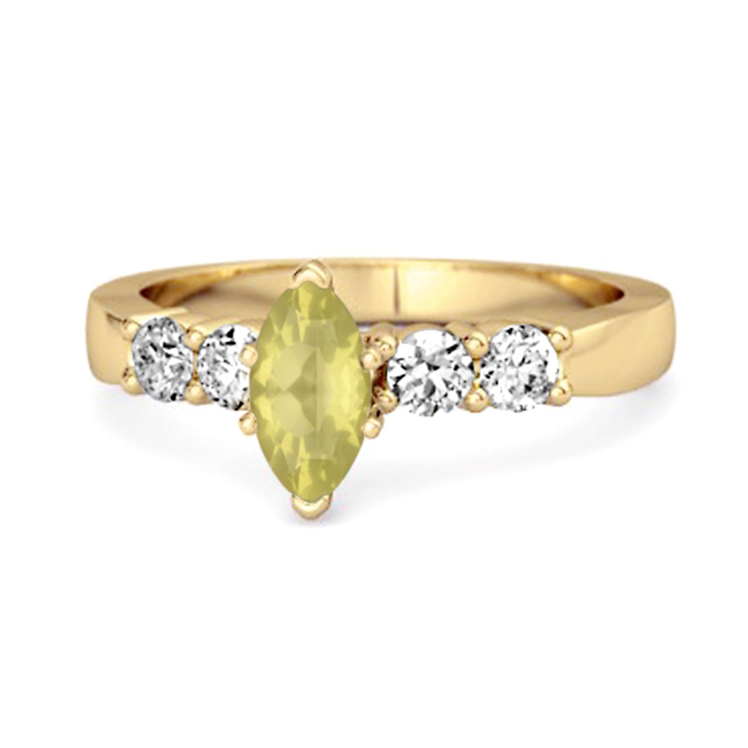 

Lemon Quartz Tapered Five-Stone Ring -925 Sterling Silver Gold Vermeil 11 жовтий/золотий