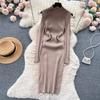 Elegante strass con spalle scoperte manica lunga maglia aderente abito tubino slim basic moda maglione vestido abbigliamento invernale sexy