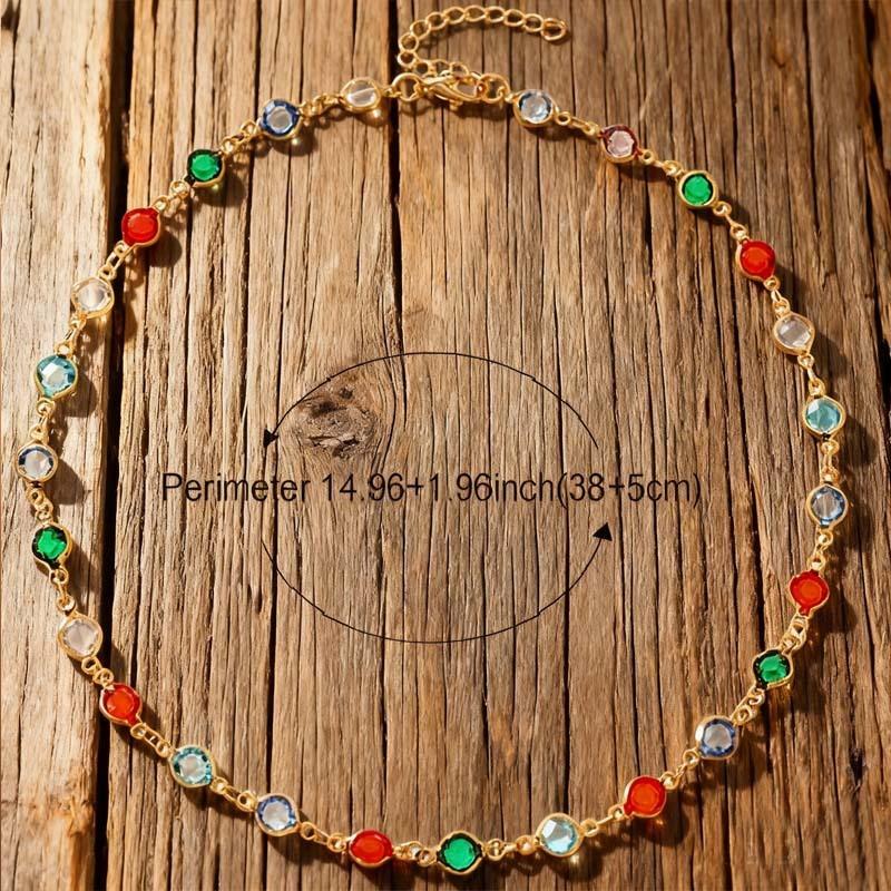 Bohemian Colorful Glass Long Y-Shaped Necklace Metal Collarbone Chain Gold Silver Color Summer Holiday Party Body Jewelry Gifts