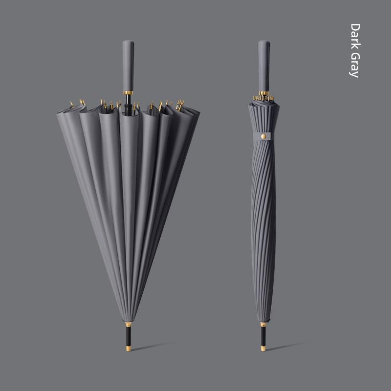 24-Rib Automatic Umbrella, Large Business Straight Umbrella, Double-Handle Factory-Printed Logo Advertising Long-Handle Umbrella