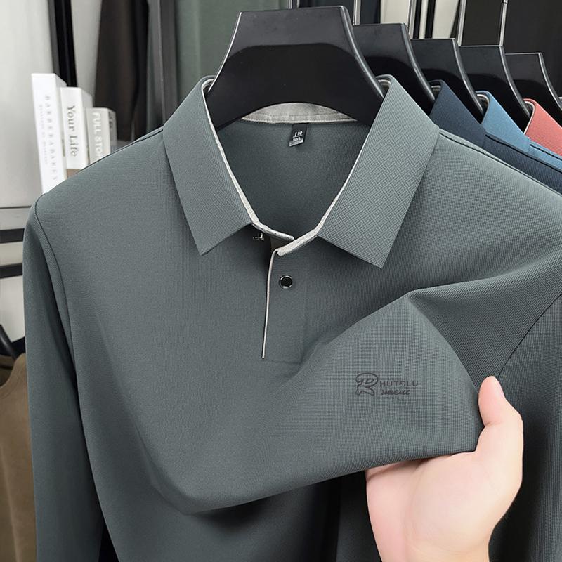 Men's Lapel Polo Shirt Luxury Quality Exquisite Letter Print Long Sleeve T-Shirt Business Leisure Men's Wear