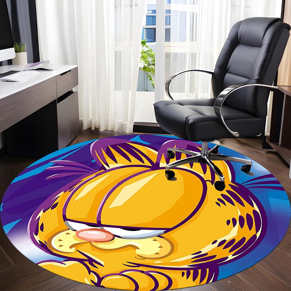 

1pc Garfield Chair Carpet for Office Non-Slip, Soft & Comfortable, Carpet for Office, Gaming, Lightweight Round Floor Mat yy251021049 80cm by 80cm