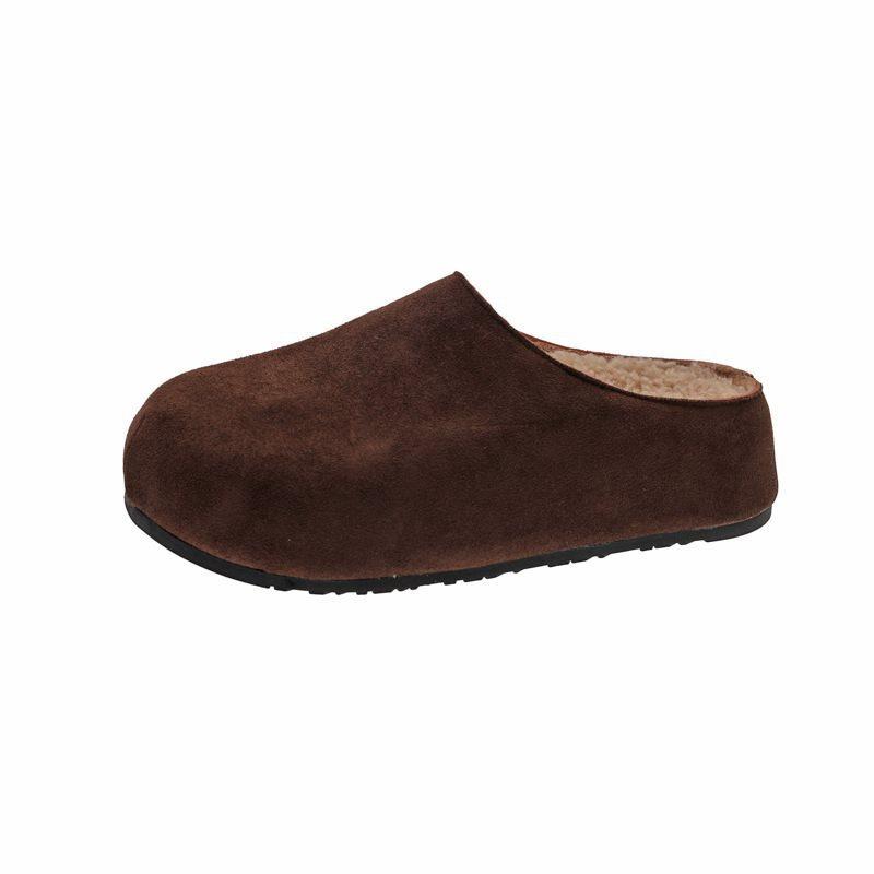 Retro style with platform slippers, outer wear bag head skirt, velvet autumn and winter new women s shoes 40 кофейный