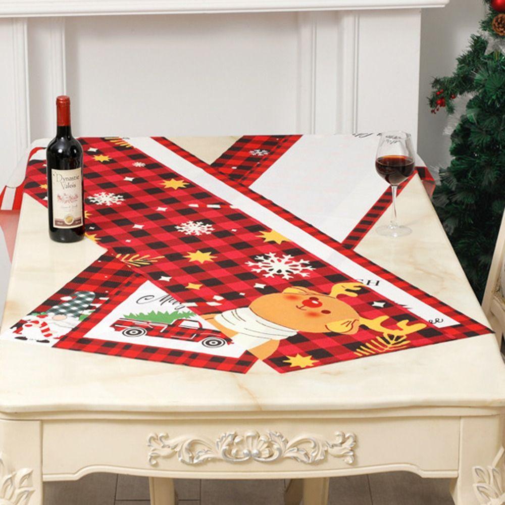Christmas Tree Christmas Elk Table Runner Christmas Decoration  Christmas Festival Gifts