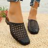 Fashion Women's Slippers 2025 Summer New Fashion PVC Hole Slippers Women's Beach Soft Hollow Middle High Heel Sliding Sandals Slippers