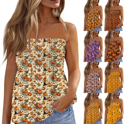 Tube-Tops für Damen, süßes, sexy, schulterfreies, ärmelloses T-Shirt mit Aufdruck