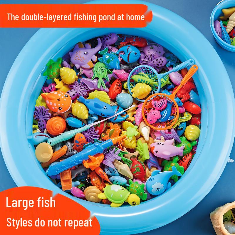 

Magnetic Fishing Toy Set for Toddlers Aged 1-3: Educational Fun for Boys & Girls Square Pool 56-piece Set