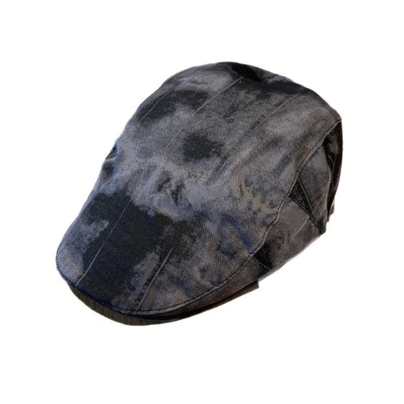 Retro Tie-dye Forward Hat Women's Spring and Summer Versatile Face Small Beret Big Head Circumference Reverse Hat New