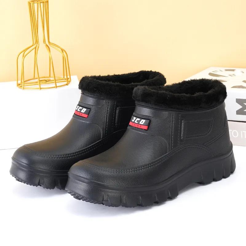 Men's Waterproof Non-slip and Velvet Thickened High-top Snow Boots Cotton Shoes To Keep Warm In Winter
