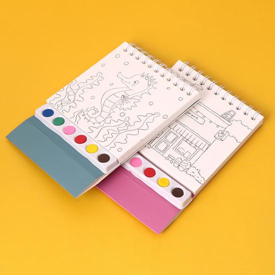 Kreatywny Zestaw do Malowania Arkusze Akwarelowe z 6 Polami Kolorów Ergonomiczny Pędzel Mini Akwarelowy Zeszyt Ćwiczeń Zestaw Podróżny dla Dorosłych Prezent