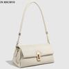Fashion Chain Metal Lock Handbag Women White Soft Leather Large Capacity Shoulder Bag Ladies Luxury Design Simple Crossbody Bags