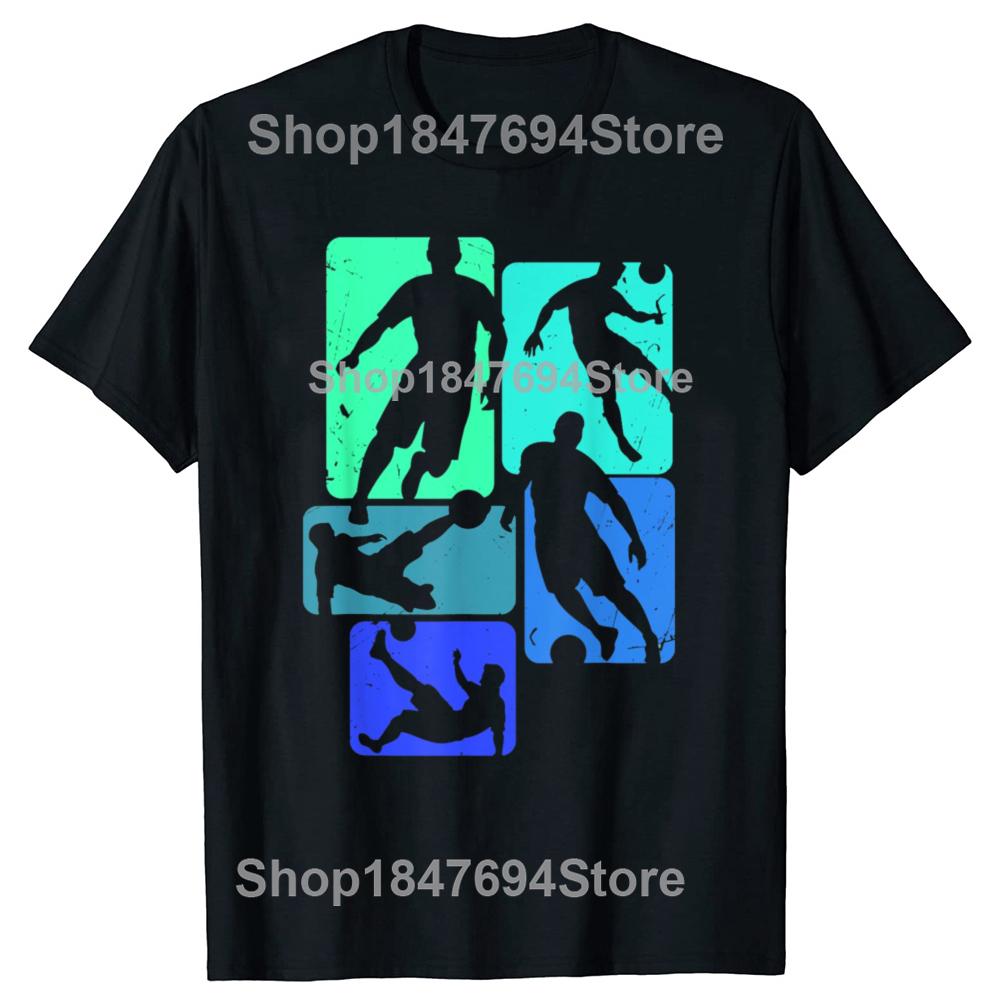 Funny Soccer Player Retro Boys Graphic T-shirts Tshirt Men Women's Fashion Casual Oversized 100% Cotton Sports T Shirt