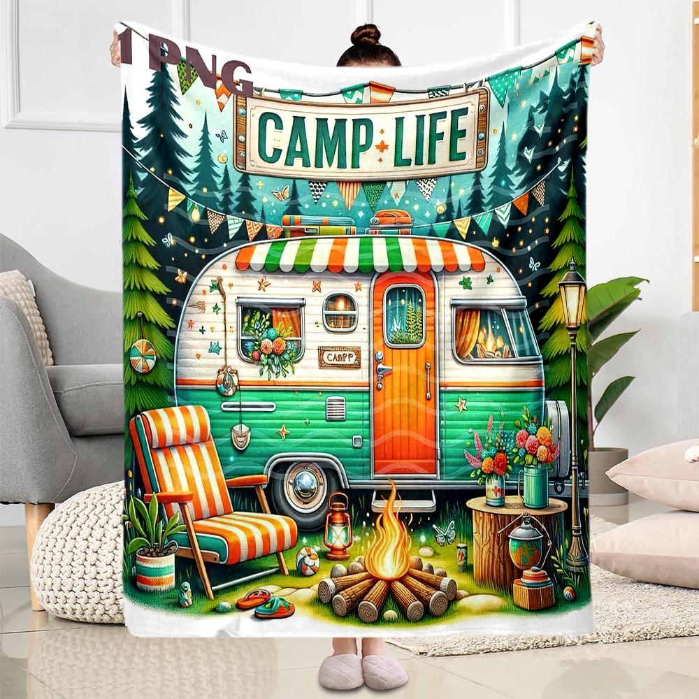 Lagerfeuernacht Abenteuerdecken sind für Wohnzimmer geeignet und somit eine ideale Wahl für Reisen im Freien und als Geschenke.