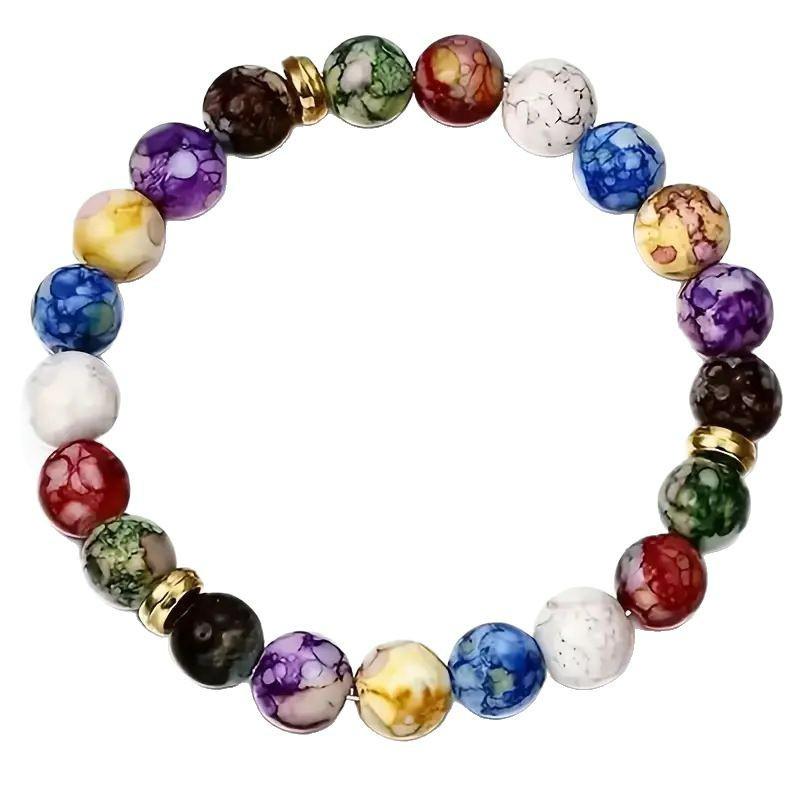 

Seven-Color Yoga Bracelet - Resin Imitation Natural Stone Design 8mm