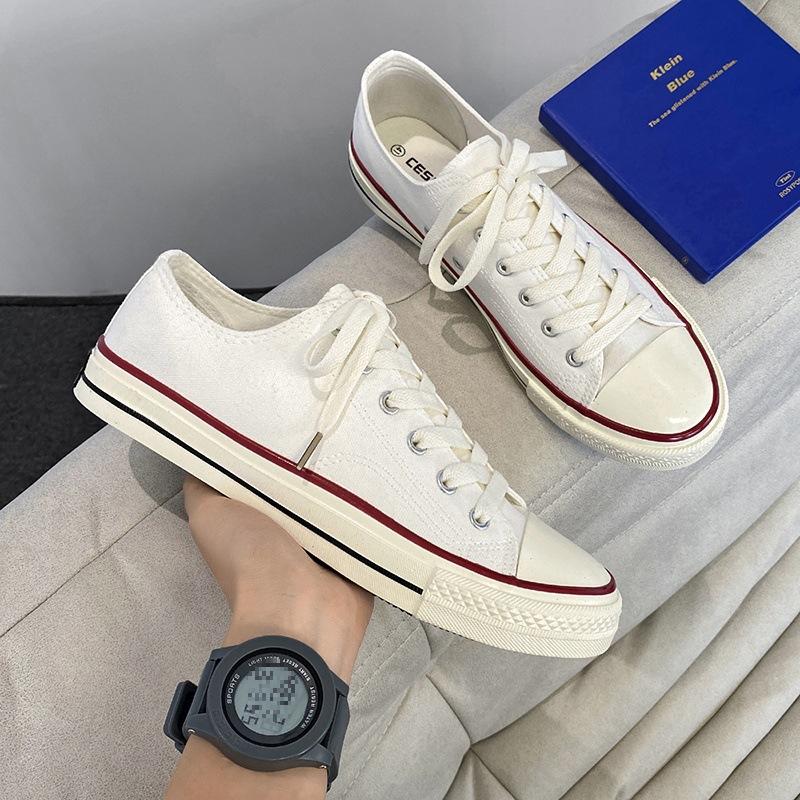 Spring burgundy low-top canvas shoes men's classic men's and women's board shoes Korean version versatile trend casual shoes men's