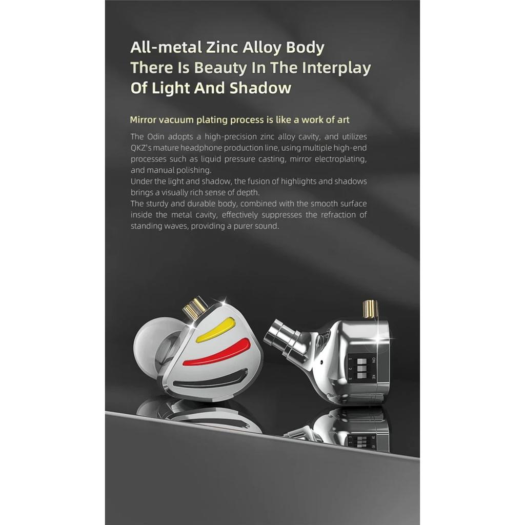 QKZ ODIN Earphones HIFI Monitoring Vocal 3-Level Tuning Switch Metal Heavy Bass Earbuds Dynamic Sport Music Headsets D-Fi Castor