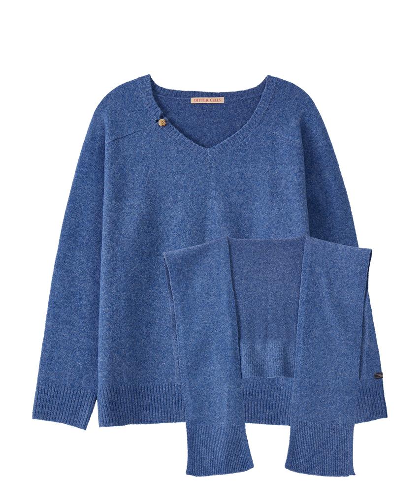 Biteoseljeu [Set] Essential V-Neck Knit & Shawl - 7 Colors